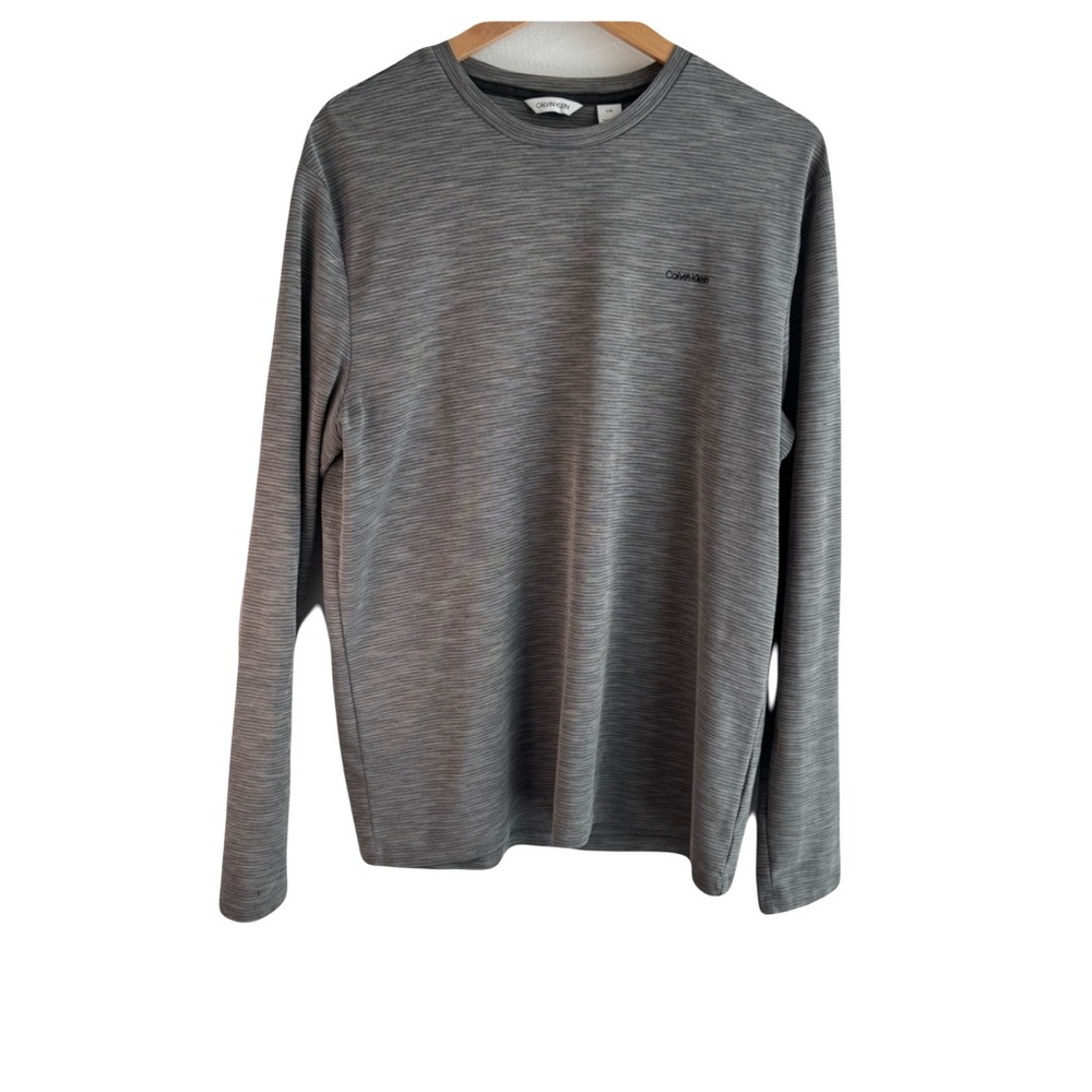 Calvin  Klein  Men’s  Large  Gray  Long  Sleeve  Crew  Neck  Shirt  Classic